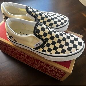 Vans Kids Black and White Checkered Classic Slip-On Sneakers